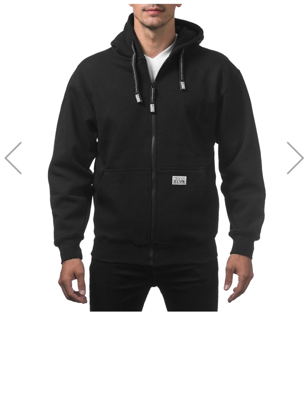 Men's Black Full-Zip Hoodie Sweater - Club Logo